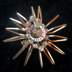 Vintage Starburst Brooch with Rhinestones,  Rainbow Girls